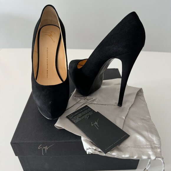 GIUSEPPE ZANOTTI Eva Black Suede Pumps, size 38.5 - Picture 14 of 17
